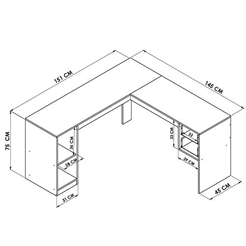 Escrivaninha para Escritório 1 Porta 2 Gavetas Home Office Hecol Móveis Branco/Branco