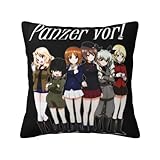 Girls Und Panzer Throw Pillow Covers Decorative Square Pillowcase Cushion Case for Sofa Bedroom 24'X24'