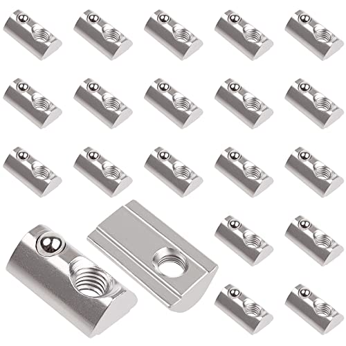 Yeepeo 20 Stück Nutensteine mit kugel Nut 8 30-Serie Nutenstein M6 Gewinde mit Zentrierung Steg Kohlenstoffstahl Gleitmutter mit Federkugel T Nutsteine Set für Aluminiumprofil-Extrusionsschlitz