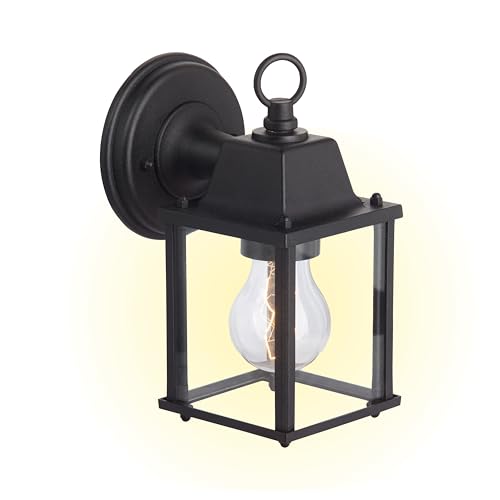 Brilliant 96186/06 Irvin   Lámpara de pared para exteriores (metal y cristal, 1 bombilla E27, 60 W), color negro