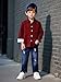 Voxikidio Boys 5-6 Years Red Plaid Shirt & Washed Jeans Set Winter Clothing Outfit Long Sleeve Tops Tshirts Fashionable Kids Pants Set(5-6Y)