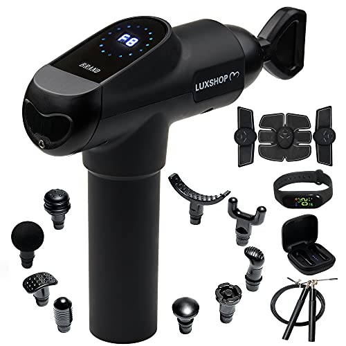 Massage Gun Deep Tissue Set 5 in 1 - Percussion Muscle Massager Gun - Percussion Massage Gun - Muscle Massage Gun for Athletes Sports Deep Tissue Massager Gun for Relax Pain Relief 30 Speeds 10 Heads