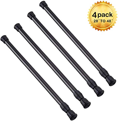 AIZESI 4PCS Tension Rods 28-48inch Curtains Spring Rod for Kitchen Window Tier Valance