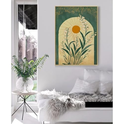 Illustration botanique vintage de tournesol pour salon chaleureux