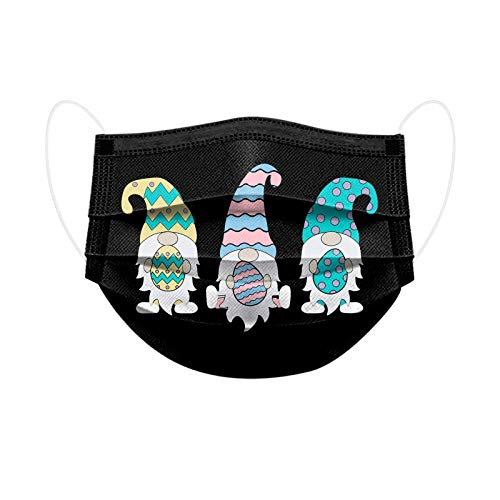 50PC Easter Disposable_Face_Mask 3 Ply for Adults Men Women Easter Gnome Rabbit Eggs Theme Printed Face_Covering,Breathable Safety Protective Bandanas - Image 3