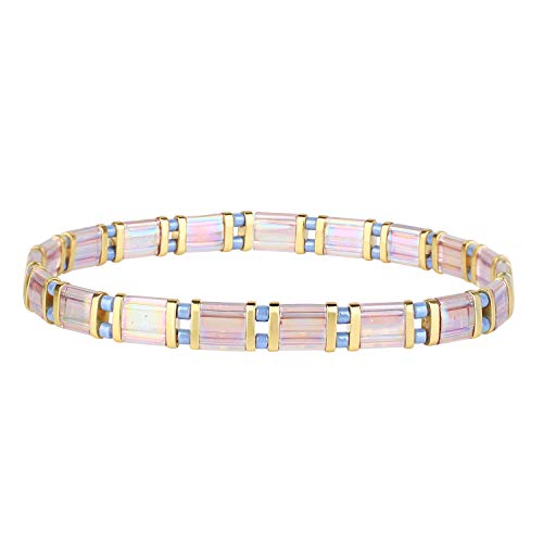 Image of KELITCH Women Pearl Beaded Bracelet Tila Stretch Bracelets Candy Colors Friendship New Jewelry