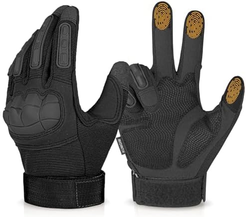 KUMGIM Motorcycle Gloves for Men and Women, Paintball Glove Touchscreen Black for Work Paintball Game Climbing Hiking
