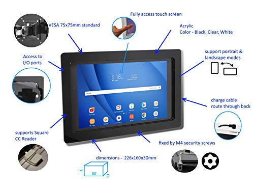 Tabcare Security Anti-Theft Acrylic Vesa Enclosure For Samsung Galaxy Tab A 10.1 2019 Sm-T510 With Wall Mount Kit (Black, Tab A 10.1 2019) #TOP2