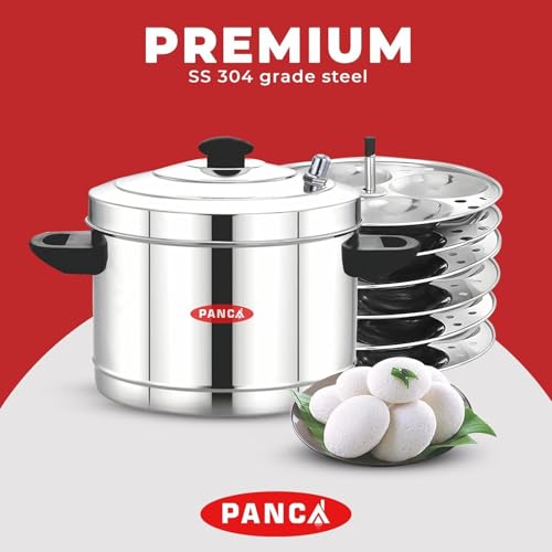 Image of PANCA Stainless Steel Idli Maker 6 Plates 24 Idli Cooker Stainless Steel, Idly Dhokla Multipurpose Cooker Steamer (24 Idli, Big)