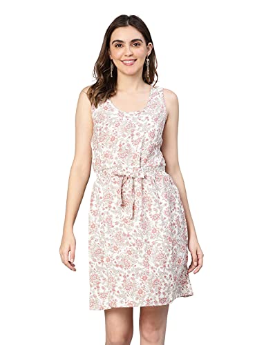 Image of oxolloxo Women Floral Print Elasticated & Tie-Knotted Dress