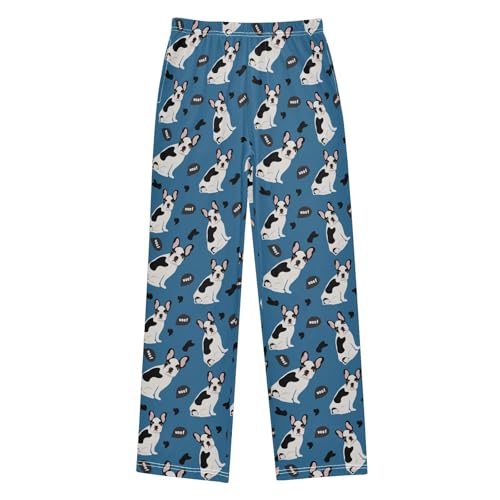 ZZKKO Cute French Bulldog Blue Boys Pants for Kids Jogger Pants with Pockets S-XL - Main Image