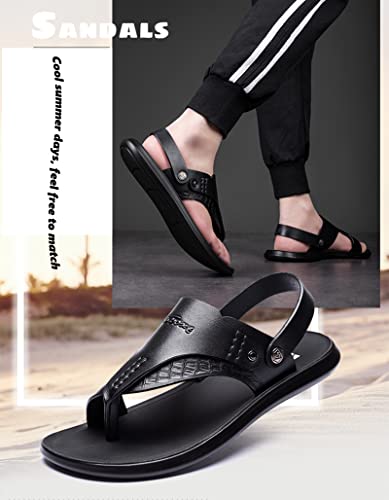 Flip Flops for Men Leather Open Toe Thong Sandals Slip-on Indoor Outdoor Beach Flip-flop Sandals Dual-use Design2