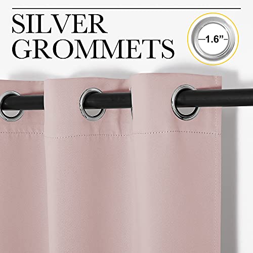 Image of NICETOWN Small Window Curtains, Blush Pink Room Darkening Curtain Panels, Nursery Essential Thermal Insulated Solid Grommet Top Blackout Curtains /Drapes for Bedroom (1 Pair, 42 x 63 inches)