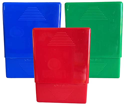 Crush-Proof Plastic 2 Piece Cigarette Case for King & 100s (3, Multi-Color)