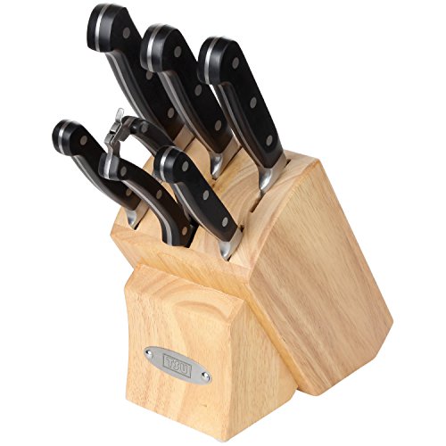 TSU 6-Piece Kitchen Knife Set with Premium Wooden Block