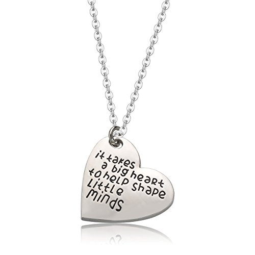 Udobuy®Personalized Teacher Gifts Necklace It Takes a Big Heart to Help Shape Little Minds Charm Love Heart Pendant Necklace
