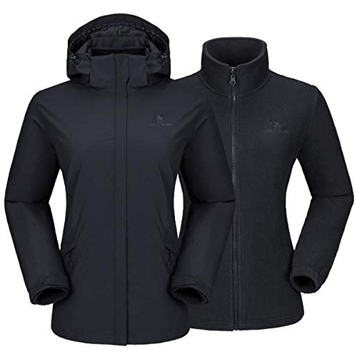 CAMEL CROWN Women's Ski Jacket Waterproof 3 in 1 Winter Jacket Windproof Hooded