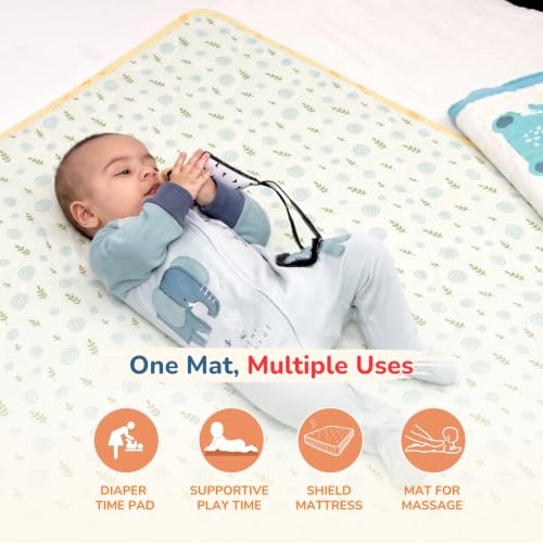 Image of TIDY SLEEP Baby Diaper Changing /Messy /Play Mat 95 x 95 cm (6-18 Months) | Soft Cotton Messy Mat for Newborns | Portable, Washable & Travel-Friendly | Whimsy Spiral