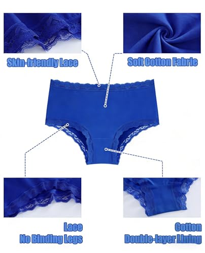 Image of Sth Big Cotton Underwear for Women High Waisted Womens Underwear Pack Sexy Lace Edge Bikini Cheeky Panties Girls Brief