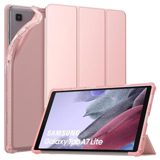 MoKo Case Fits Samsung Galaxy Tab A7 Lite 8.7" 2021 (SM-T225/T220/T227), Slim Lightweight Smart Case Trifold Stand Case with Soft TPU Translucent Frosted Back Shell for Galaxy Tab A7 Lite - Rose Gold