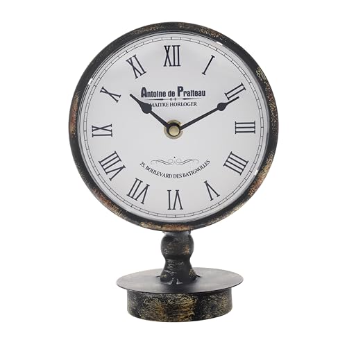 Sonlfce Retro Desk Clock,Vintage Mantel Table Clock,Metal Frame for Living Room,Bedroom,Bedside,Shelf,Farmhouse Decor