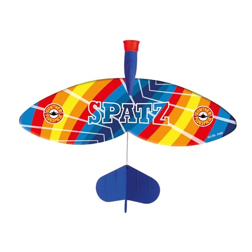 Dimensioni: circa 24 x 20 cm Paul Günther 1449 - Spin Glider Spatz, Aeroplano con Ali rivestite in Foil, per Bambini a Partire dai 6 Anni, con Pinna di Coda Flessibile e Muso di Sicurezza, Circa 24 x 20 cm
