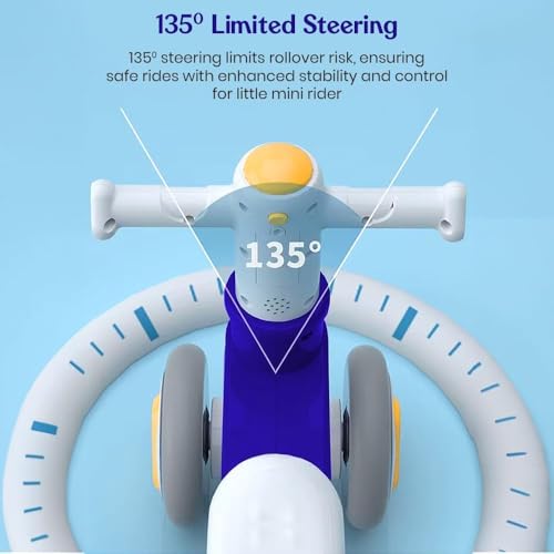 Image of StarAndDaisy Balance Bike /Push Ride on for Kids /Toddler with 4 Smooth Wheels, Music & Lights /Mini Bike for Kids - (Blue)