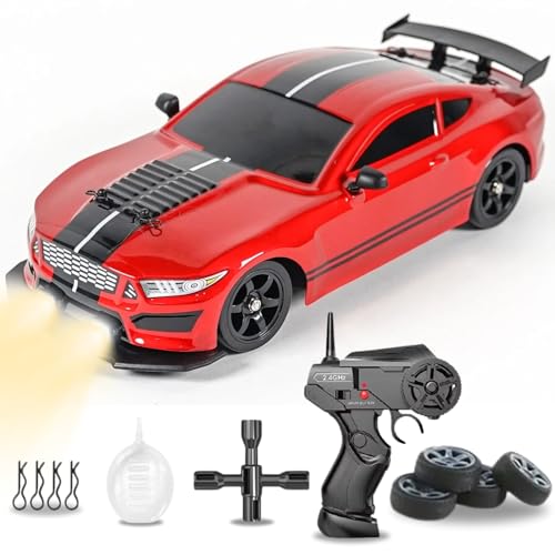 Image of Liberty Imports RC Drift Car 1 /16 2.4GHz 4WD Remote Control Sport Racing On-Road Vehicle with LED Light, Batteries and Drift Tires (Red)