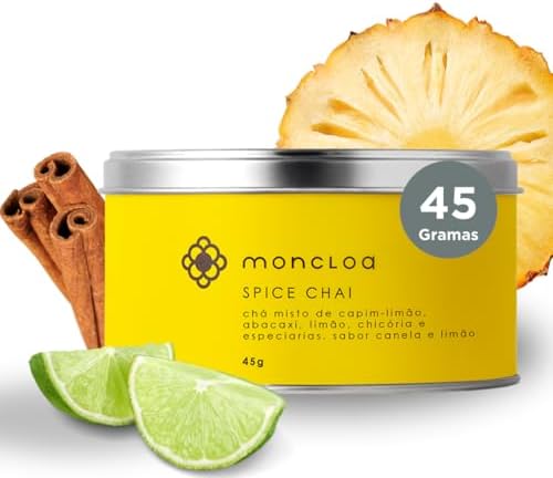 Moncloa Chá Spice Chai Lata 45g – Chá Misto de Capim-Limão, Abaca...