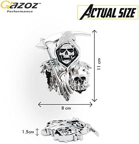 3D Grim Reaper Decal for Any Flat Surface - Chrome Car Decals - Truck or Car Stickers That Feature Custom Chrome Decal of Grim Reaper Skull