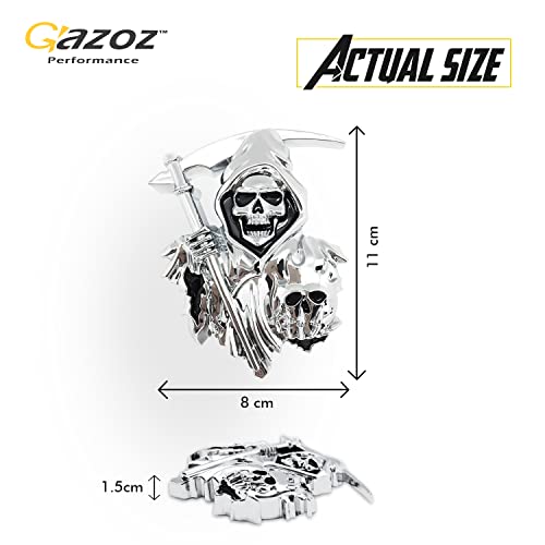 3D Grim Reaper Decal for Any Flat Surface - Chrome Car Decals - Truck or Car Stickers That Feature Custom Chrome Decal of Grim Reaper Skull