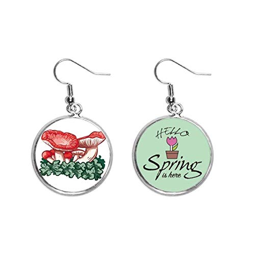 Pendientes seta roja colgantes joyas de primavera mujer