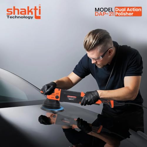 Image of Shakti Technology DAP-21 Dual Action Polisher 1000W Electric Car Polisher 21MM Orbit with D-Handle 2000-4500 RPM with 150MM(6Inch) Wheel Size, Disk Ideal for Cars (Digital Display Function)