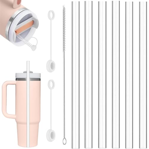 6 Stück Ersatz Strohhalme Set, 31cm Strohhalme for für Stanley Cup 40/30oz/20oz, Wiederverwendbar Klare Strohhalme mit R...