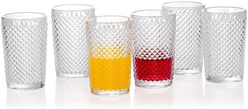 G Chroma Collection Highball Glasses set of 6, 13.1 oz Clear Premiun Drink-ware for Soda Juice Coke Beer Water Beverage Iced-tea, Double Old-fashioned Glass Perfect for Dinner Parties Bars Restaurants