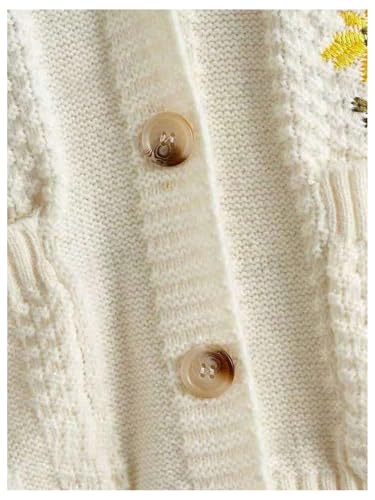 Women's Plus Size Floral Embroidered Cardigan Sweater Button Down Long Sleeve Knit Outerwear with Pockets4