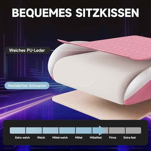 Chaises d'ordinateur réglables fauteuil gaming ergonomique rose - 6