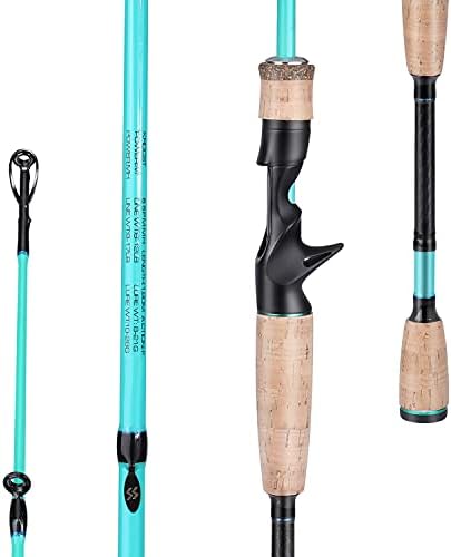 Sougayilang Fishing Pole, 30 Ton Carbon Fiber Sensitive 2Pc Baitcasting Rod & Spinning Rod for Freshwater or Saltwater, Tournament Quality Fishing Rod with 2 Tips for Bass-Blue-5.9FT-Casting
