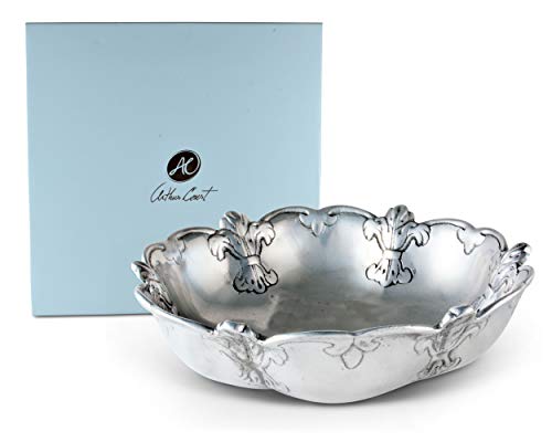 Arthur Court Designs Aluminum Fleur-De-Lis Serving Salad Food Bowl Classic Southern Style Décor 10 inch Diameter