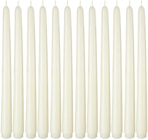 10 Inch Ivory Taper Candles, 12 Pack Unscented Candlesticks for Dinner, Wedding, Christmas, Seasonal Celebration and Home Decoration