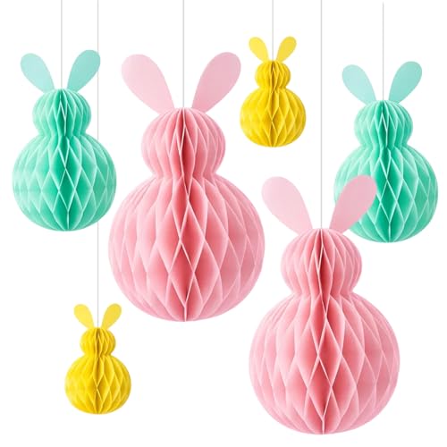 Six Easter Baubles with Honeycomb Design Easter Decorations Easter Tree Decorations and Easters Bunny Decorations Easters Hanging Decorations for Party Celebrations