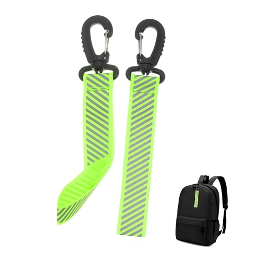 RENEWREVITAL 反射 キーホルダー リフレクター ストラップホルダー 交通安全 安全グッズ キーリング 反射板 通学 通勤 散歩 夜間 登山 事故防止 2個入り ネオン緑 (ロング) 使用便利 多用途