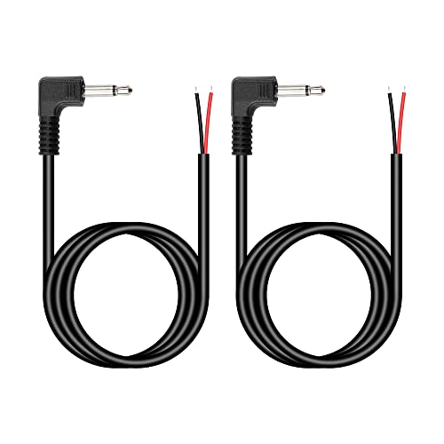 PNGKNYOCN 1/8" Mono to Bare Wire Audio Cable，2 Pack 90 Degree Replacement 3.5mm TS Male to Bare Wire Open End for Audio Equipment Cable Repair（1M/3FT）