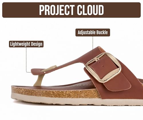 Image of Project Cloud Womens Sandals 100% Genuine Leather Thong Sandals for Women - Memory Foam Insole Women Sandals - Non-Slip Flip Flops for Women - Lightweight Sandals Women Footwear 2026