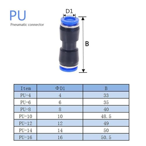 Tuberías de aire conector neumático de 6mm acoplamiento manguera plástico 6