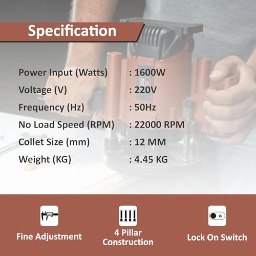 Image of JK Super Drive 12mm Electric 1600W E.Co Heavy Duty Motor Router Machine