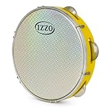 Pandeiro izzo 10" abs amarelo com pele metalizada corpo leve e