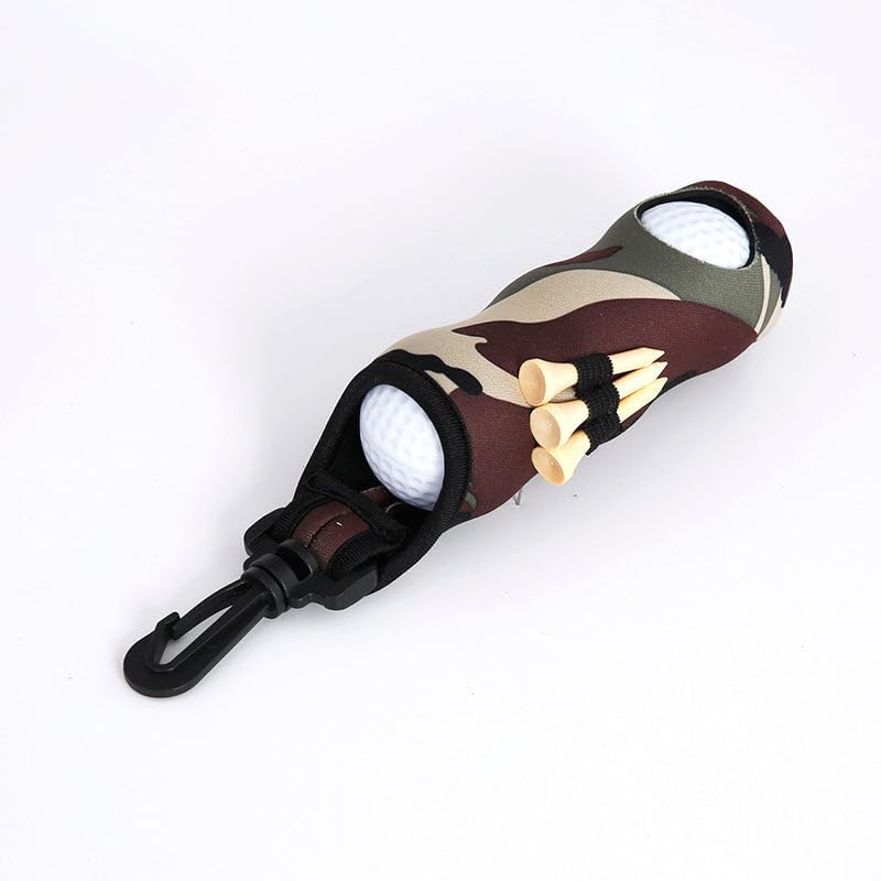 fonefunshop Golf Ball Carry Bag with Clasp Holds 3 Balls & Tees Attaches to Trousers Camouflage