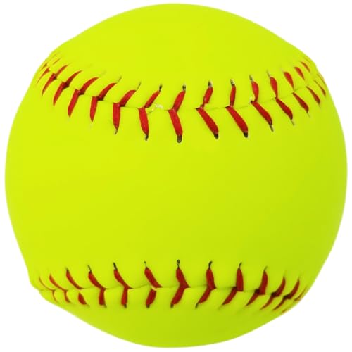 Dlh western 44 375 Slowpitch 12-Inch Softballs Compression Optic Yellow with Red Stitching