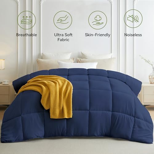 Image of L LOVSOUL Down Alternative Twin Comforter Duvet Insert,All Season Duvet Insert with Corner Tabs,Blue Comforter Twin 68x90Inches